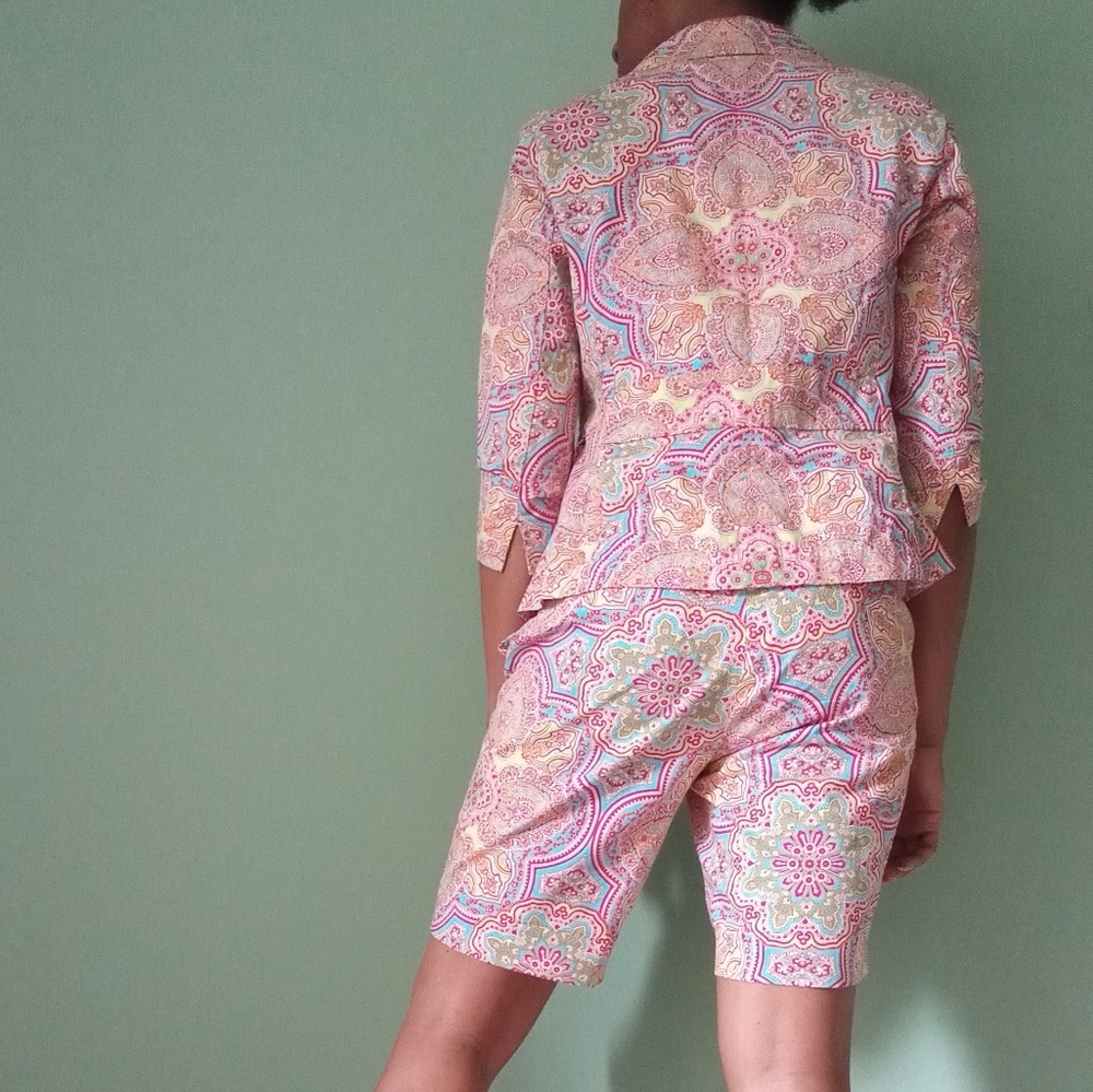 Women's charter club two-piece Paisley Blazer and short set - Picture 6 of 15